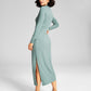And Now This Women's Ribbed High Neck Midi Bodycon Dress Green Size Large