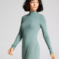 And Now This Women's Ribbed High Neck Midi Bodycon Dress Green Size Large