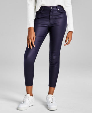 And Now This Woman's Coated Frayed Hem Skinny Denim Jeans Blue Size 27