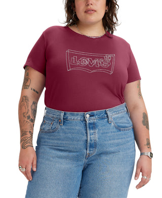 Levi's Women's Batwing Perfect Graphic Logo T-Shirt Red Size 4X