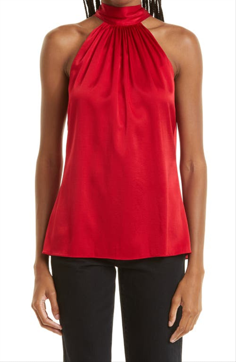 Ramy Brook Women's Lori Stretch Silk Halter Top Red Size Medium