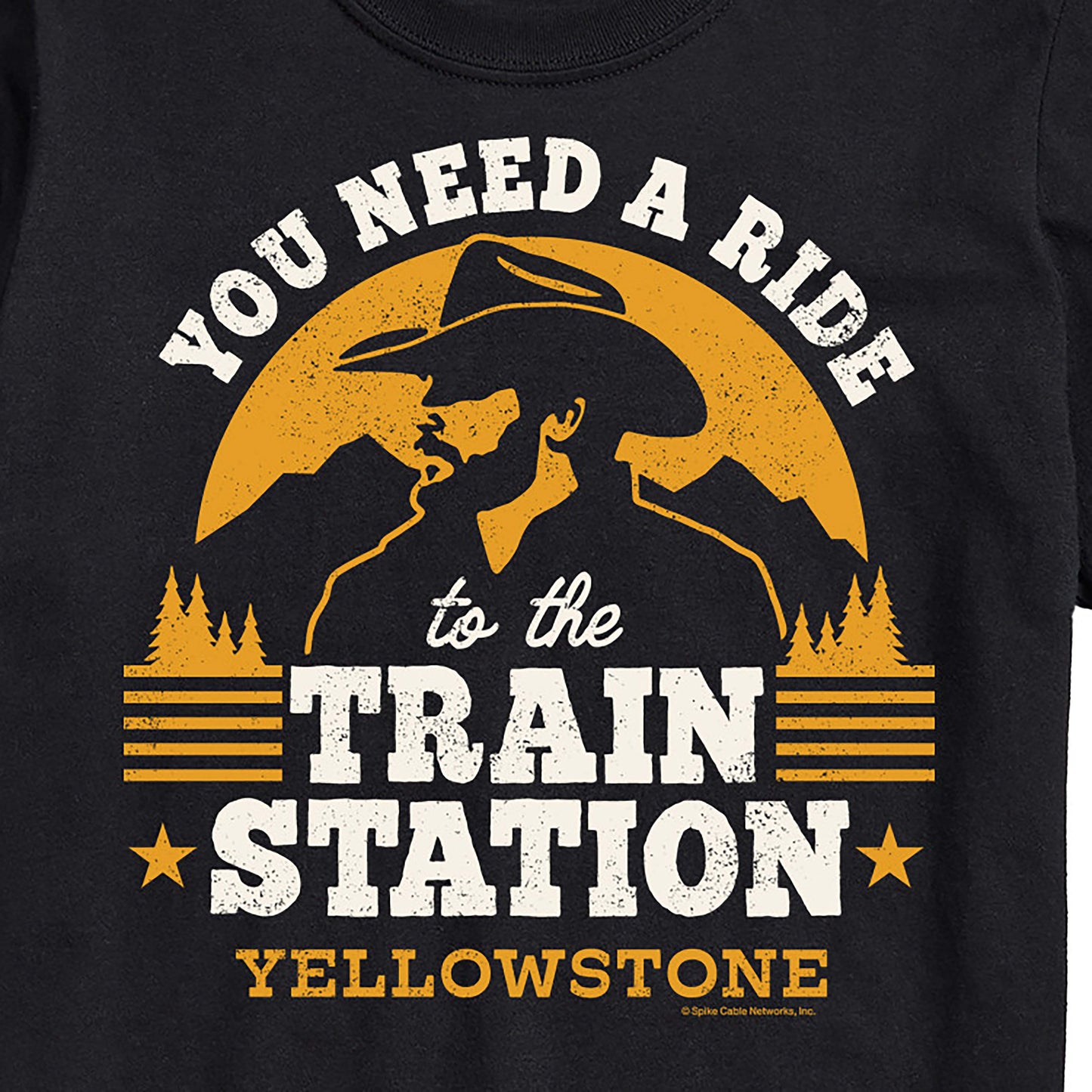 Airwaves Men's Yellowstone Train Station T-shirt Black Size Small