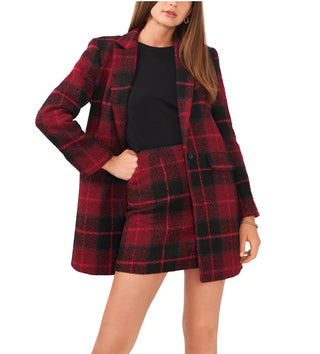 1.STATE Women's One Button Plaid Jacket Black Size Small