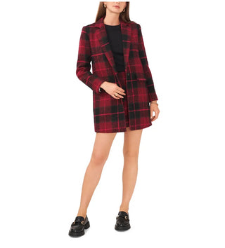 1.STATE Women's One Button Plaid Jacket Black Size Small