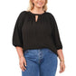 Vince Camuto Women's Keyhole Balloon Sleeve Top Black