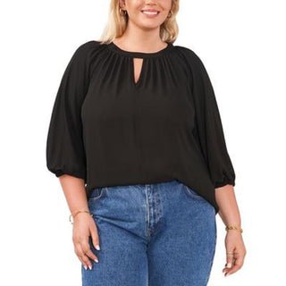 Vince Camuto Women's Keyhole Balloon Sleeve Top Black