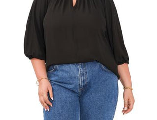 Vince Camuto Women's Keyhole Balloon Sleeve Top Black
