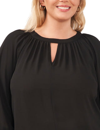 Vince Camuto Women's Keyhole Balloon Sleeve Top Black