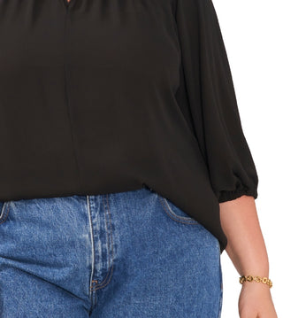 Vince Camuto Women's Keyhole Balloon Sleeve Top Black
