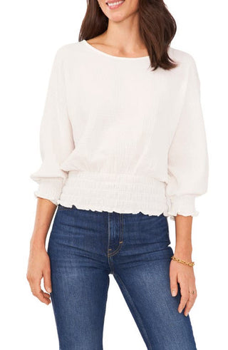 Vince Camuto Women's Smocked Gauze Top Brown Size X-Large