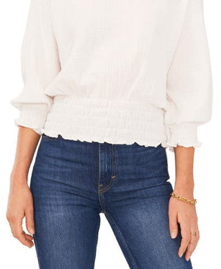 Vince Camuto Women's Smocked Gauze Top Brown Size X-Large