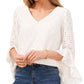 Vince Camuto Women's Eyelet Bell Sleeve Top White Size Medium