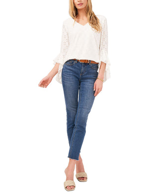 Vince Camuto Women's Eyelet Bell Sleeve Top White Size Medium