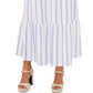 Vince Camuto Women's Stripe Tiered Stretch Cotton Maxi Skirt Blue