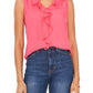 Vince Camuto Women's Ruffle Neck Sleeveless Georgette Blouse Pink Size X-Small