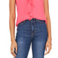 Vince Camuto Women's Ruffle Neck Sleeveless Georgette Blouse Pink Size X-Small