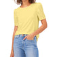 Vince Camuto Women's Eyelet Sleeve Knit Top Yellow Size Small