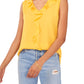 Vince Camuto Women's Ruffle Neck Sleeveless Georgette Blouse Yellow Size Small