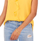 Vince Camuto Women's Ruffle Neck Sleeveless Georgette Blouse Yellow Size Small