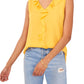 Vince Camuto Women's Ruffle Neck Sleeveless Georgette Blouse Yellow Size Medium