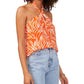 Vince Camuto Women's Zebra Stripe Halter Top Orange Size Large