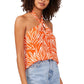 Vince Camuto Women's Zebra Stripe Halter Top Orange Size Large