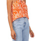 Vince Camuto Women's Zebra Stripe Halter Top Orange Size Large