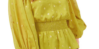 Vince Camuto Women's Foil Dot Smock Waist Top Green Size Medium