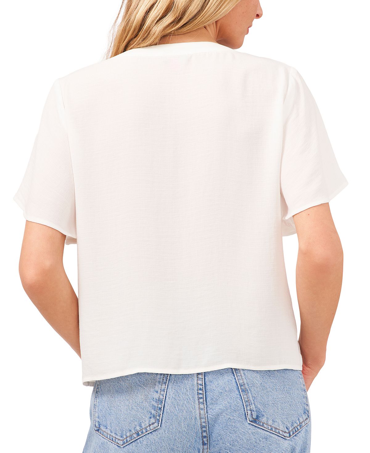 Vince Camuto Women's Tie Hem Button Front Blouse White Size Medium