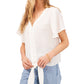 Vince Camuto Women's Tie Hem Button Front Blouse White Size Medium