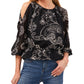 Vince Camuto Women's Blooming Paisley Cold Shoulder Top Black Size X-Small