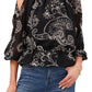 Vince Camuto Women's Blooming Paisley Cold Shoulder Top Black Size Small