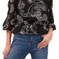 Vince Camuto Women's Blooming Paisley Cold Shoulder Top Black Size Small