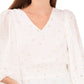 Vince Camuto Women's Foiled Smocked Hem Puff Sleeve Blouse White