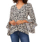 Vince Camuto Women's Flutter Sleeve V Neck Etched Geo Blouse Gray Size X-Large