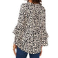 Vince Camuto Women's Flutter Sleeve V Neck Etched Geo Blouse Gray Size X-Large