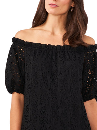 Vince Camuto Women's Lace Off The Shoulder Top Black