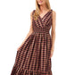 Vince Camuto Women's Metallic Pucker Plaid Maxi Dress Brown Size XX-Small