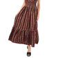 Vince Camuto Women's Metallic Pucker Plaid Maxi Dress Brown Size XX-Small
