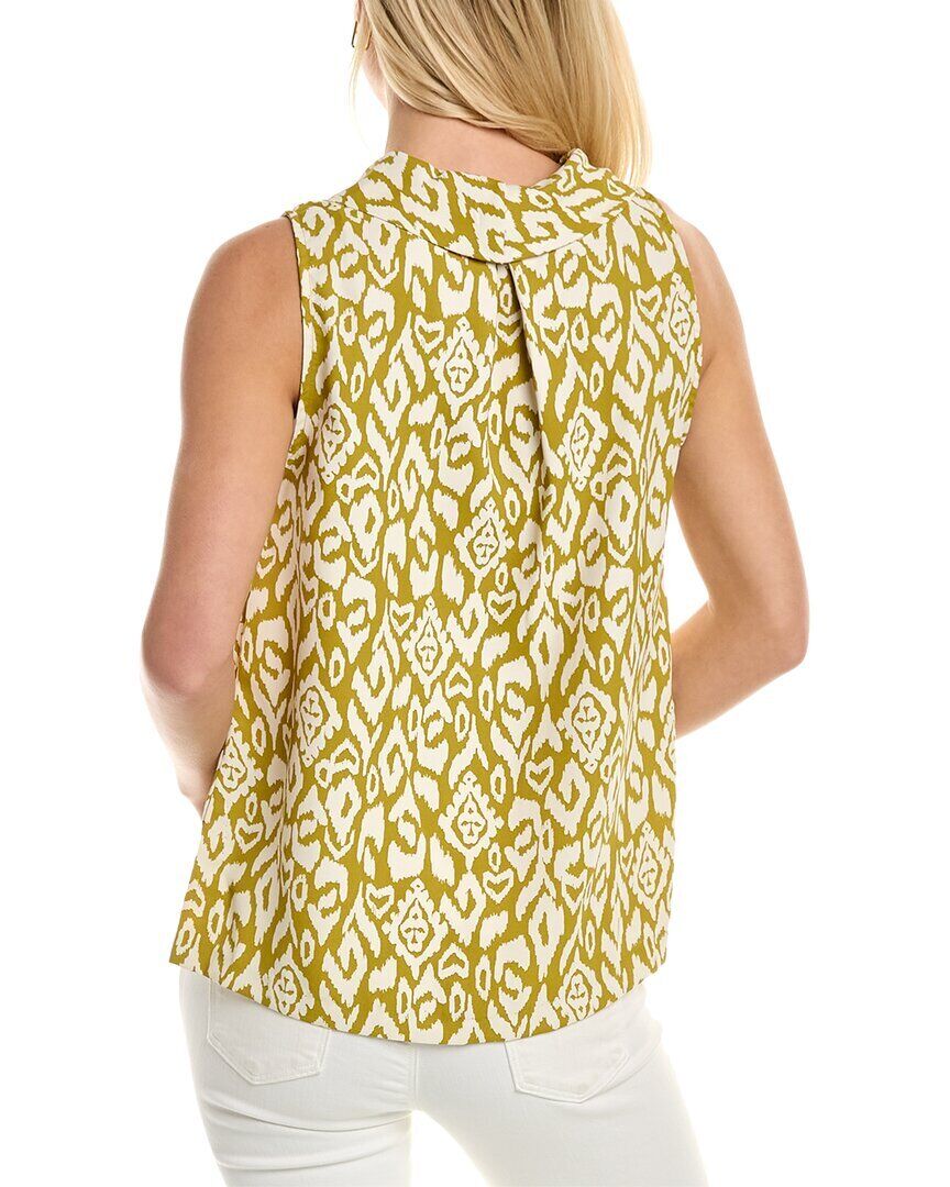 Vince Camuto Women's Etched Geo Print Cowl Neck Tank Green Size X-Small