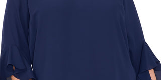 Vince Camuto Women's Flutter Sleeve Crossover Hem Top Blue Size 1X