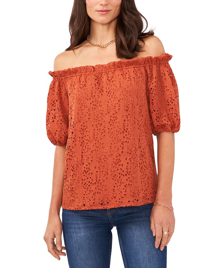 Vince Camuto Women's Lace Off The Shoulder Top Orange