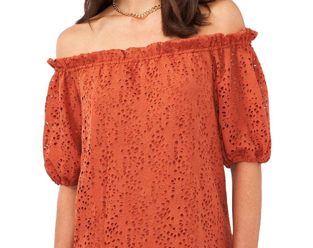 Vince Camuto Women's Lace Off The Shoulder Top Orange