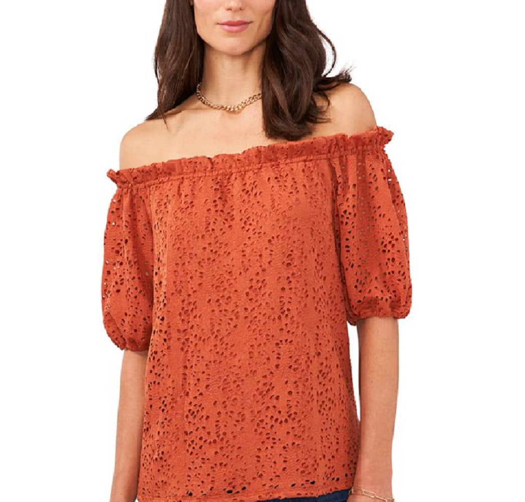 Vince Camuto Women's Lace Off The Shoulder Top Orange
