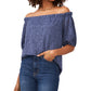 Vince Camuto Women's Lace Off The Shoulder Top Blue