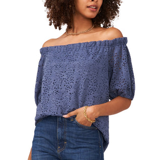 Vince Camuto Women's Lace Off The Shoulder Top Blue