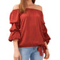 Vince Camuto Women's Off The Shoulder Clip Dot Blouse Brown Size 2X