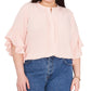 Vince Camuto Women's Ruffle Sleeve Blouse Pink Size 1X
