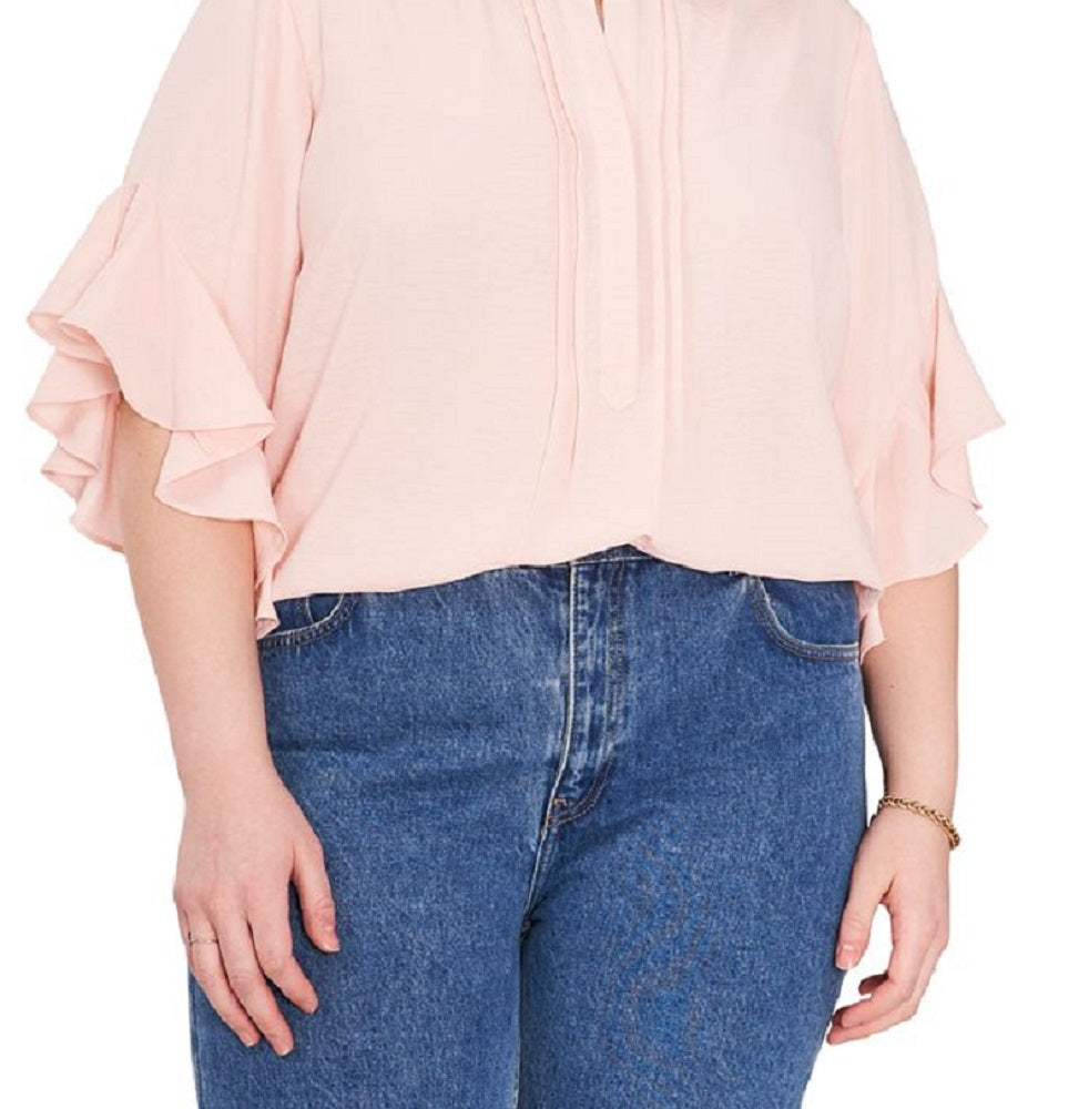 Vince Camuto Women's Ruffle Sleeve Blouse Pink Size 1X