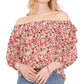 Vince Camuto Women's Floral Print Off The Shoulder Top Brown Size X-Large